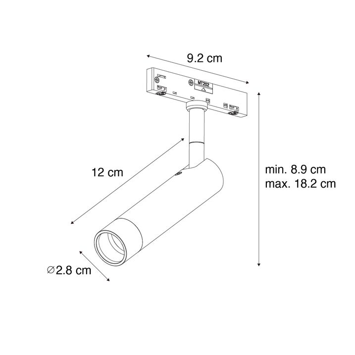 Foco Moderno Bege com Preto para Sistema de Trilho Monofásico - Slimline Uzzy