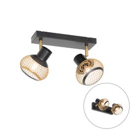 Foco moderno negro con dorado 2 luces - Lucas