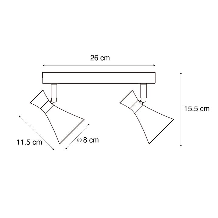 Foco de techo moderno negro 2-luces ajustable - Triangle