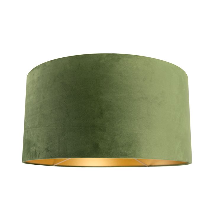 Abat-jour en velours vert 50/50/25 avec intérieur doré