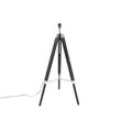 Podna-lampa-na-tronošcu-crna-sa-45cm-platnenim-abažurom-tamno-sive-boje