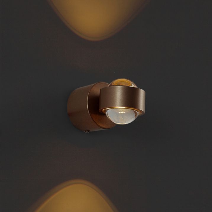 Дизайнерска стенна лампа тъмен бронз с LED IP44 - Lens