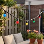 Lichtsnoer zwart koppelbaar met stekker 6m incl. E27 multicolor 10-lichts IP64 - Lubber