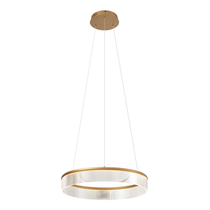 Modernus pakabinamas šviestuvas žalvario spalvos, 59 cm, su LED, 3 pakopų reguliuojamas - „Anello Chandelier“
