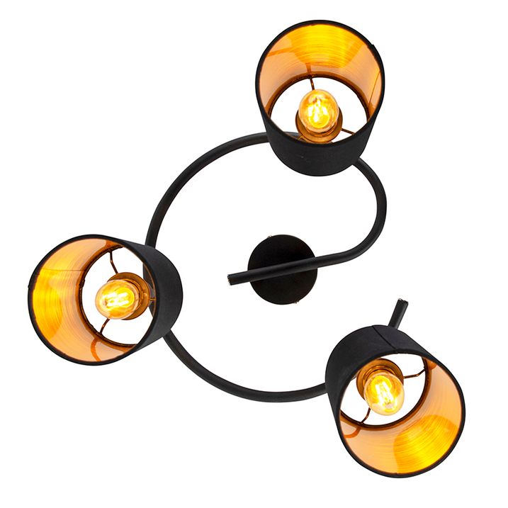 Plafonnier moderne noir 3 lumières - Lofty