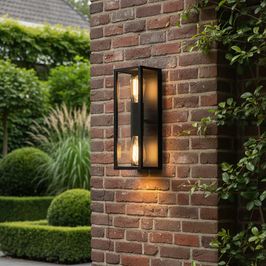 Applique murale industrielle noire 38 cm 2 lumières IP44 - Charlois