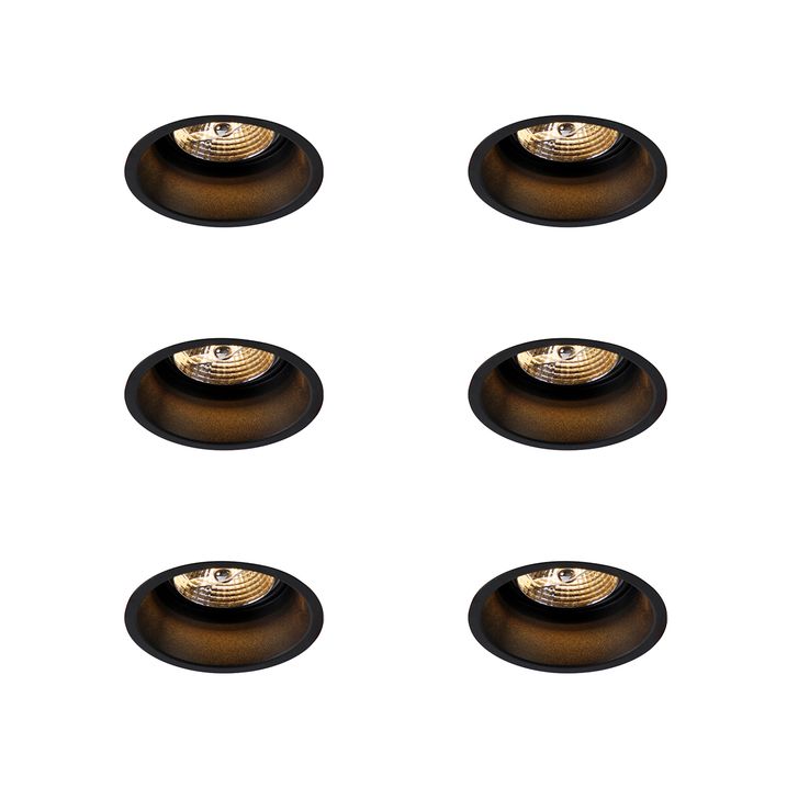 Set mit 6 modernen Einbaustrahlern schwarz AR70 - Dept