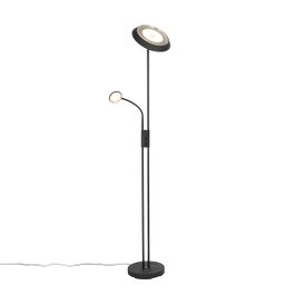 Lampada da terra nera con LED e dimmer con luce di lettura - Fez