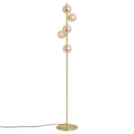 Art Deco vloerlamp messing met amber glas 5-lichts - Ryan