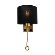 Applique-da-parete-Art-Déco-oro-con-USB-e-paralume-nero---Brescia