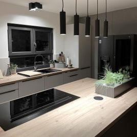 Suspension intelligente noire avec 5 GU10 Wifi - Jeana