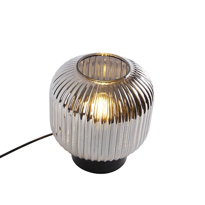 Art Deco stalo lempa juoda su dūminiu stiklu - Karel