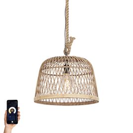 Suspension rustique intelligente en rotin avec ampoule WiFi G125 - Calamus