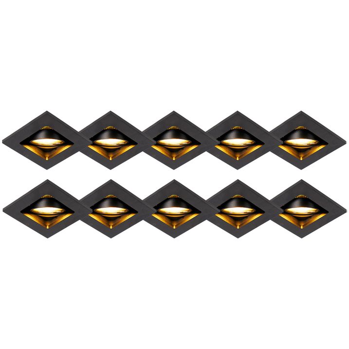 Set de 10 focos empotrables negros ajustables - Qure