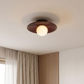 Retro Ceiling Lamp Brown with Opal Glass - Lila