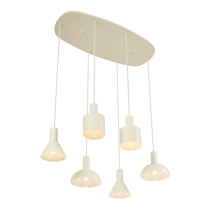 Candeeiro suspenso escandinavo creme 6 luzes - Biles
