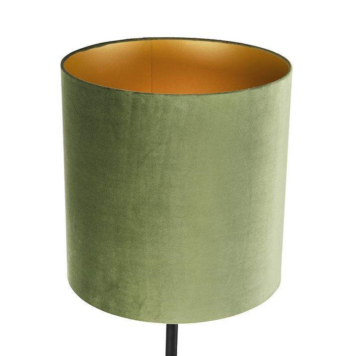 Lámpara de pie botánica negra con pantalla verde 40 cm - Simplo