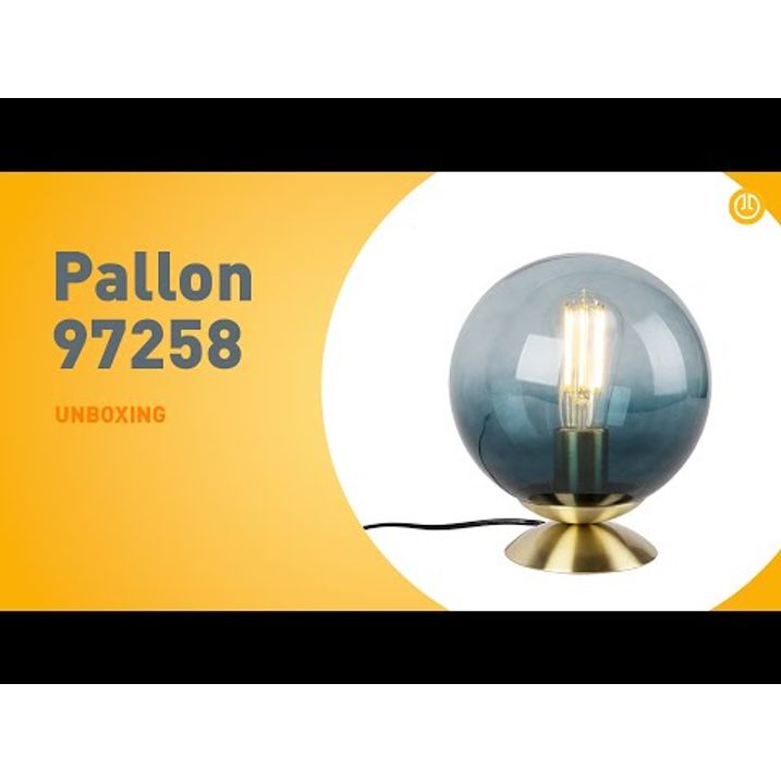 Lampa stołowa w stylu art deco mosiądz z oceanicznym niebieskim szkłem - Pallon