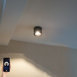 Pametni plafonski reflektor crni podesivi uklj. Wifi GU10 111mm - Rondoo Up