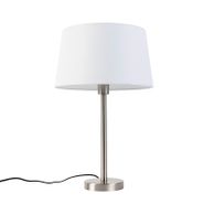 Moderne-tafellamp-staal-met-witte-kap-32-cm---Simplo
