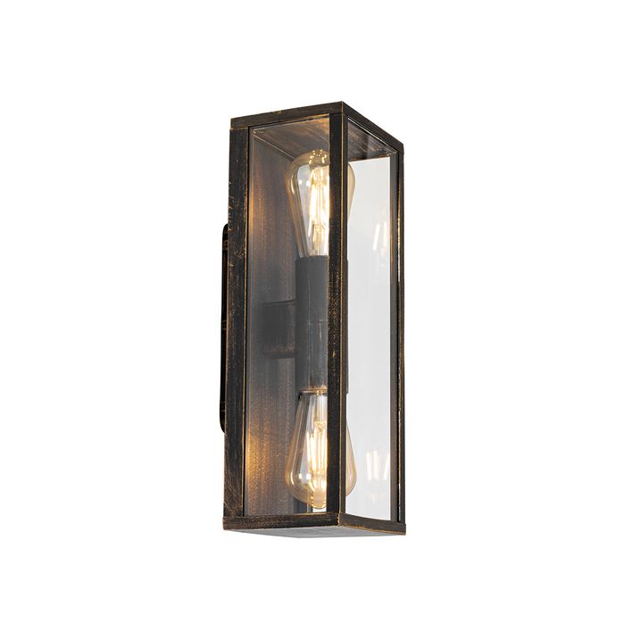 Vintage zidna lampa antikni zlato 38 cm 2-svetla IP44 - Charlois