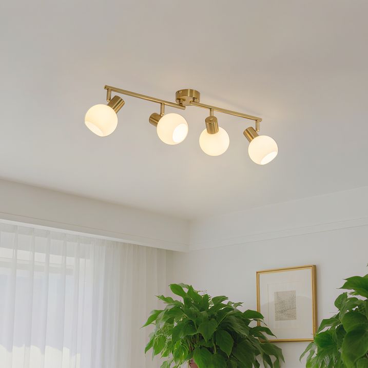 Takspotlight guld med opalglas 4-ljus justerbar - Anouk