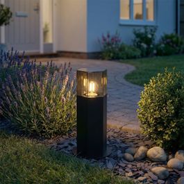 Aussen-Stehleuchte schwarz mit Rauchglas sechseckig 30 cm - Denmark