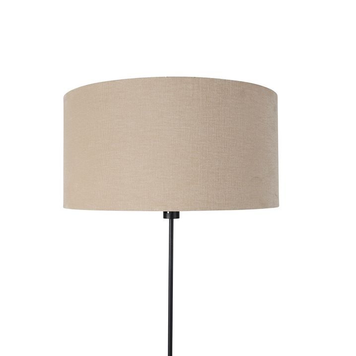 Floor Lamp Black Adjustable with Light Brown Lampshade 50 cm - Parte