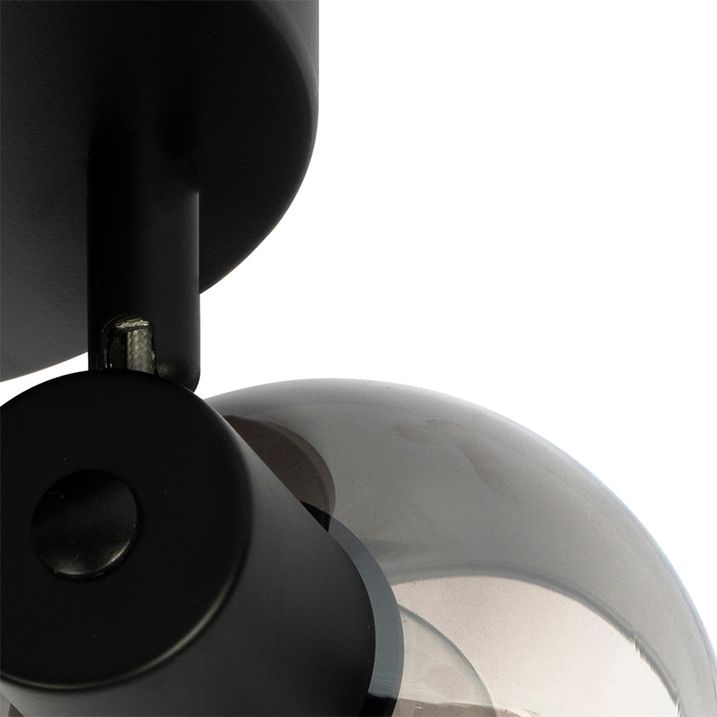 Takspotlight svart med rökglas 3-ljus - Vidro