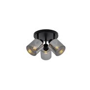 Spot-de-tavan-negru-cu-sticlă-fumurie-rotund-cu-3-lumini-reglabile---Laura