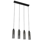 Moderna-viseća-lampa-crna-sa-dimnim-staklom-4-svetla---Stavelot