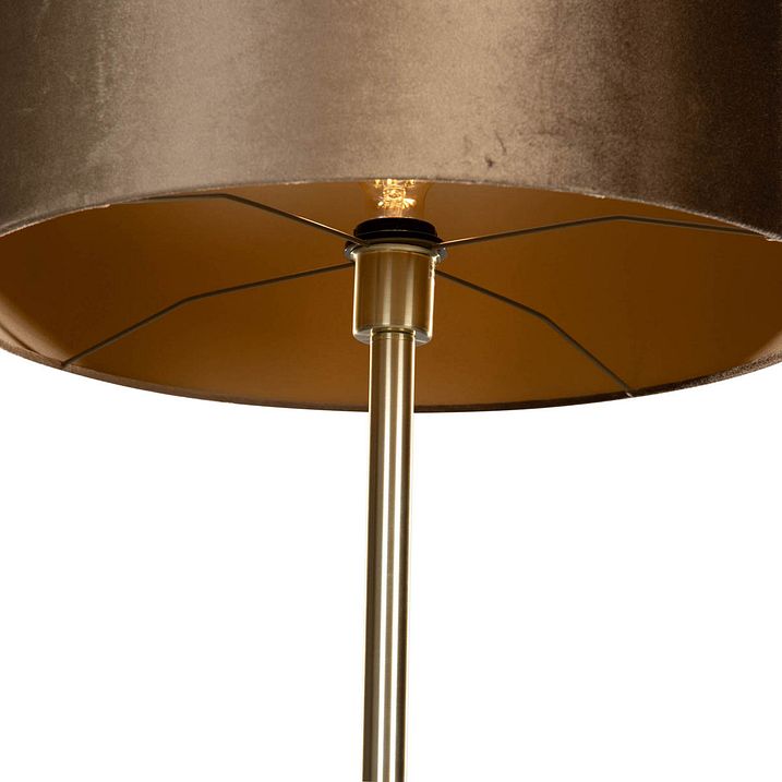 Lábazatos lámpa sárgaréz lábbal és bársony ernyővel bronz színben 50 cm - Simplo
