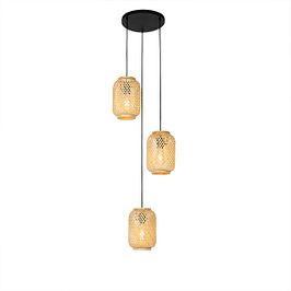 Austrumnieciska piekaramā lampa no bambusa ar 3 gaismām - Yvonne