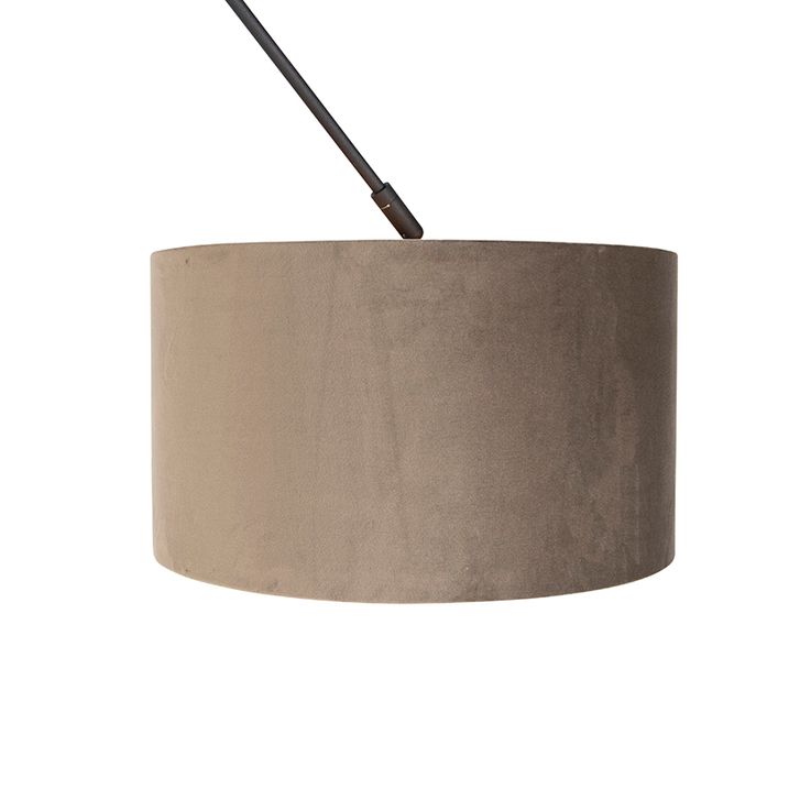 Hengende lampe svart med taupe fløyelskjerm med gull 35 cm - Blitz