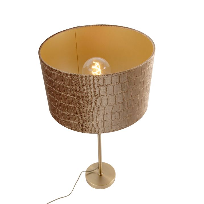 Stolná lampa bronzová so zamatovým tienidlom krokodíl 35cm - Parte