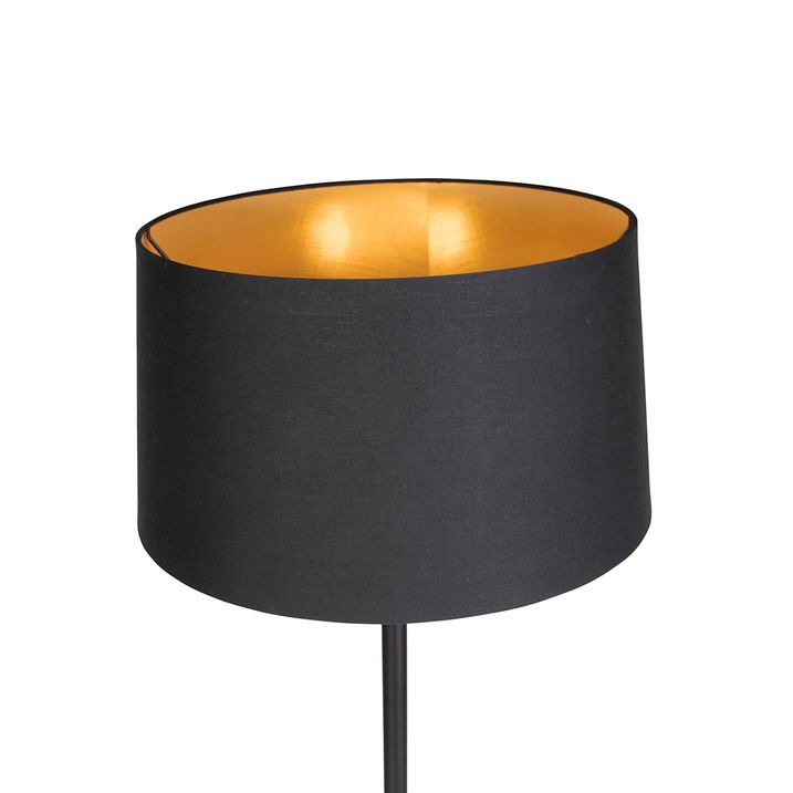 Smart vloerlamp zwart met zwarte kap 45 cm incl. Wifi A60 - Simplo