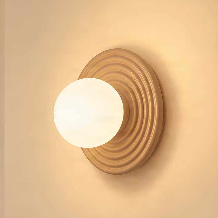Retro Wall Lamp Taupe with Opal Round 20cm IP44 - Lila