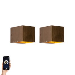 Set mit 2 Smart Wandleuchten Dunkelbronze 8 cm Inkl. Wifi G9 - Transfer
