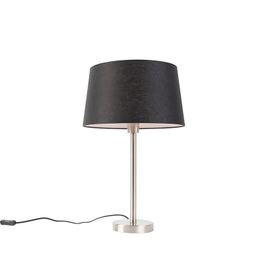 Moderne tafellamp staal met zwarte kap 35 cm - Simplo