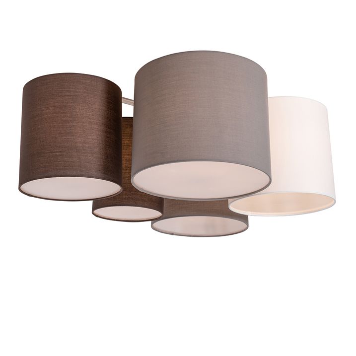 Plafonnier blanc, gris et marron 5 lumières - Multidrum