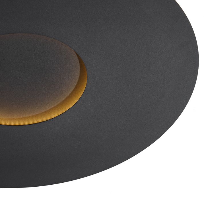Plafonnier moderne noir 60cm avec LED à intensité variable en 3 étapes - Morning