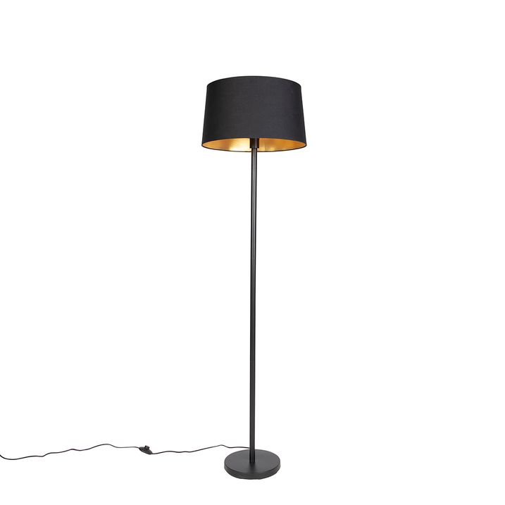 Smart vloerlamp zwart met zwarte kap 45 cm incl. Wifi A60 - Simplo