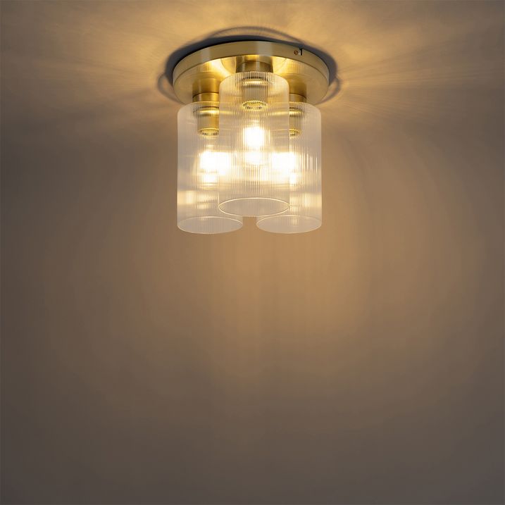 Art Deco Deckenleuchte Gold mit Glas 3-Licht - Laura