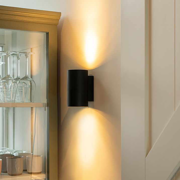 Set mit 2 modernen Wandleuchten schwarz rund 2-Licht - Sandy