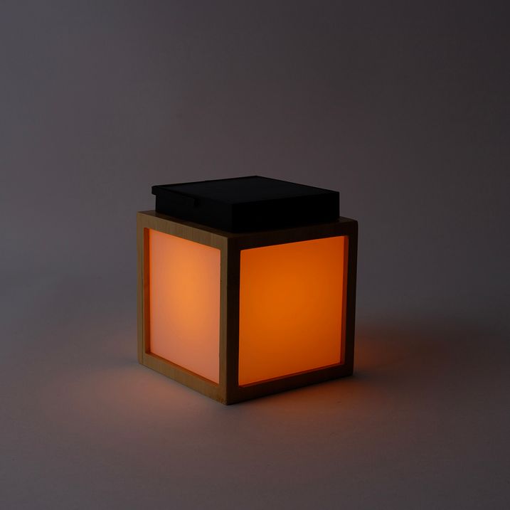 Tischleuchte aus Bambus mit Flammeneffekt inkl. LED IP44 Solar wiederaufladbar - Vega