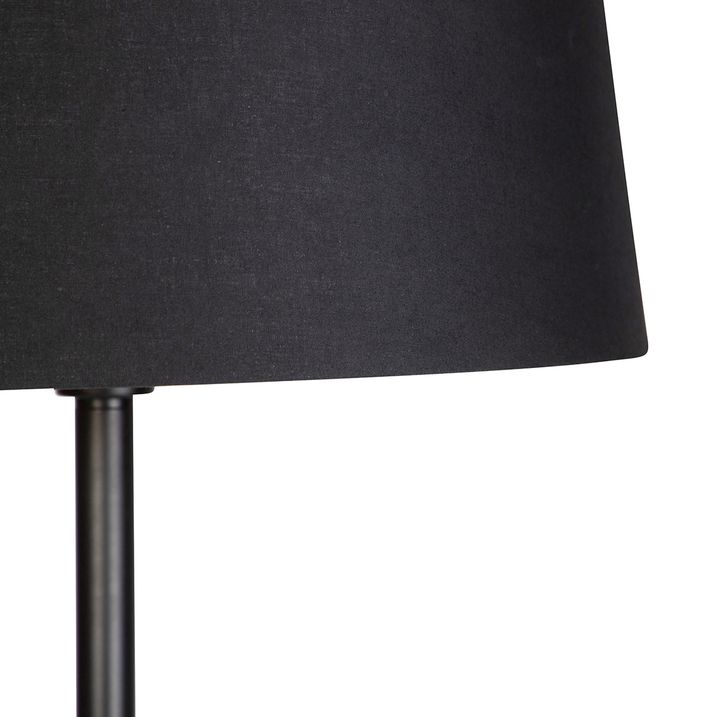 Smart vloerlamp zwart met zwarte kap 45 cm incl. Wifi A60 - Simplo