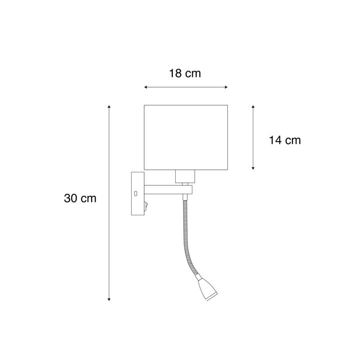 Zidna lampa crna sa taupe plišanim abažurom 18cm - Brescia Combi