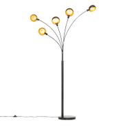 Design-Stehleuchte-schwarz-mit-Gold-5-Licht---Sixties-Marmo