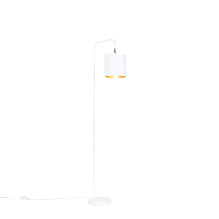Moderne vloerlamp wit met goud - Lofty