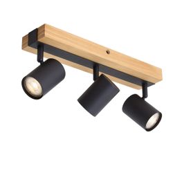 Plafón negro con madera 3-luces regulable rectangular - Jeana
